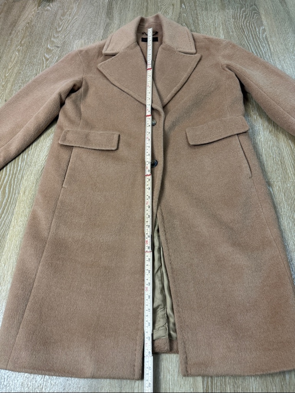 Banana Republic Sunday Coat Classic Camel Wool Alpaca Button Up Peacoat Top Coat - Picture 5 of 9